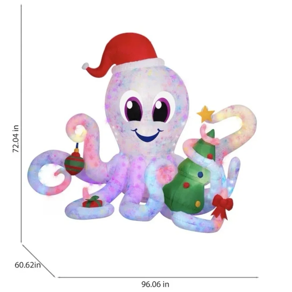 Holiday Living 6ft Octopus Lighted Christmas Airblown Inflatable Yard‎ Decor NEW